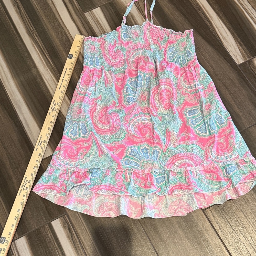 Lauren Ralph Lauren Pink and Blue Paisley Midi Dress